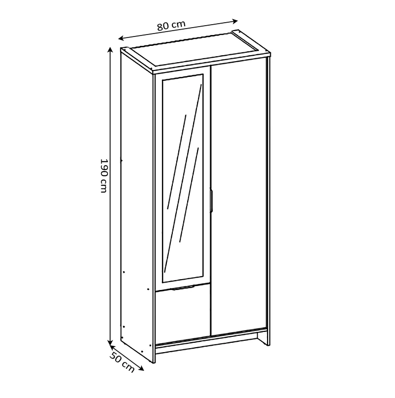 Armario de Dormitorio con Espejo DN 2 Puertas - Image 3