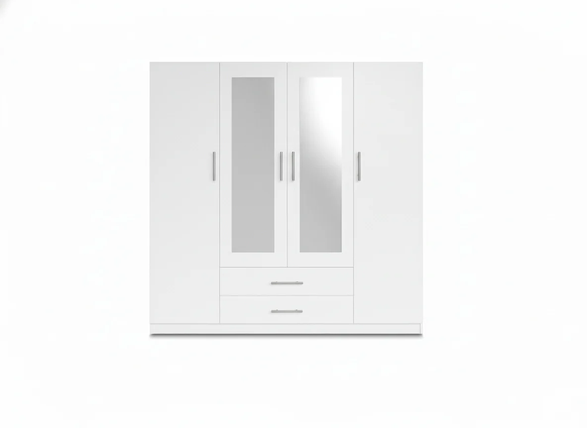 Armario de Dormitorio 4 Puertas W, con Espejo - Image 2