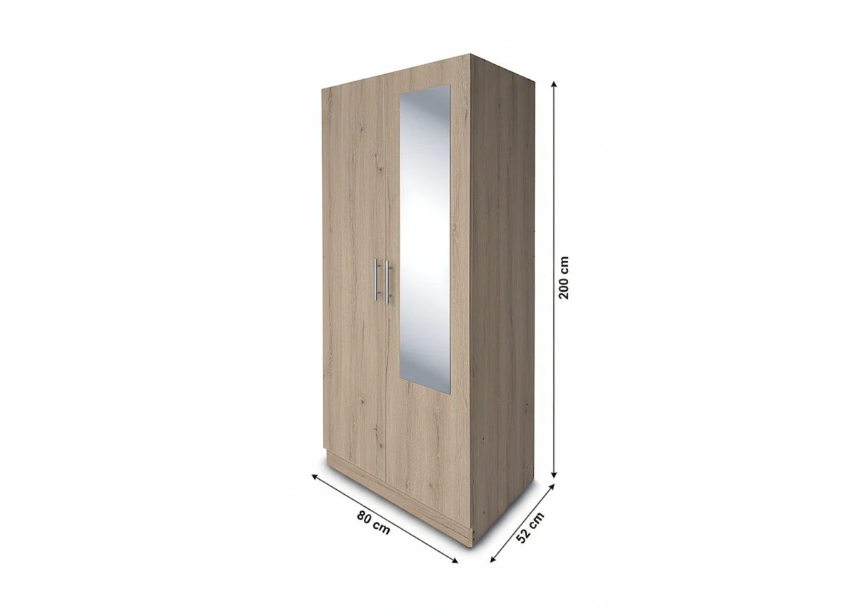 Armario de Dormitorio W 2 Puertas, con Espejo - Image 3