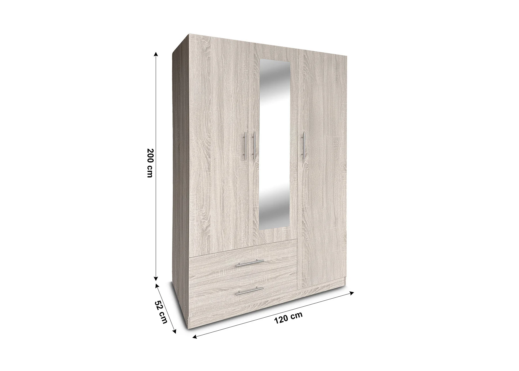 Armario de Dormitorio W 3 Puertas, con Espejo - Image 3