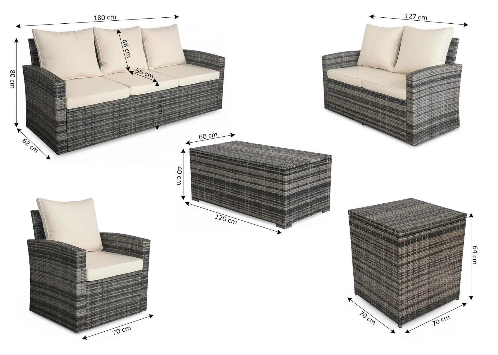 Conjunto de Sofas + 2 Sillones + Mesa + Baul en Ratan PE. Muebles de Jardin y Terraza - Image 3