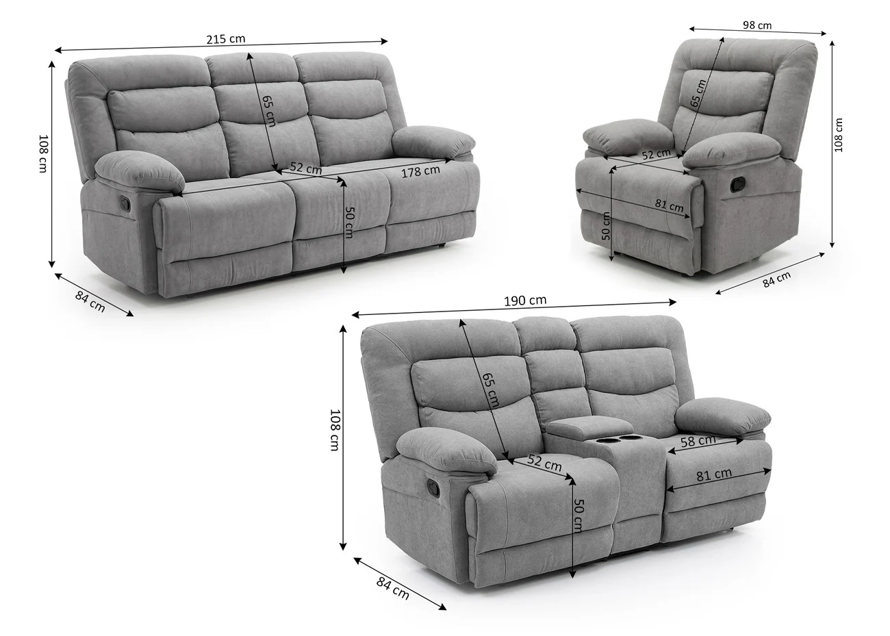 Conjunto de Sofas Reclinables Laurel 3+2+1 Plazas - Image 3