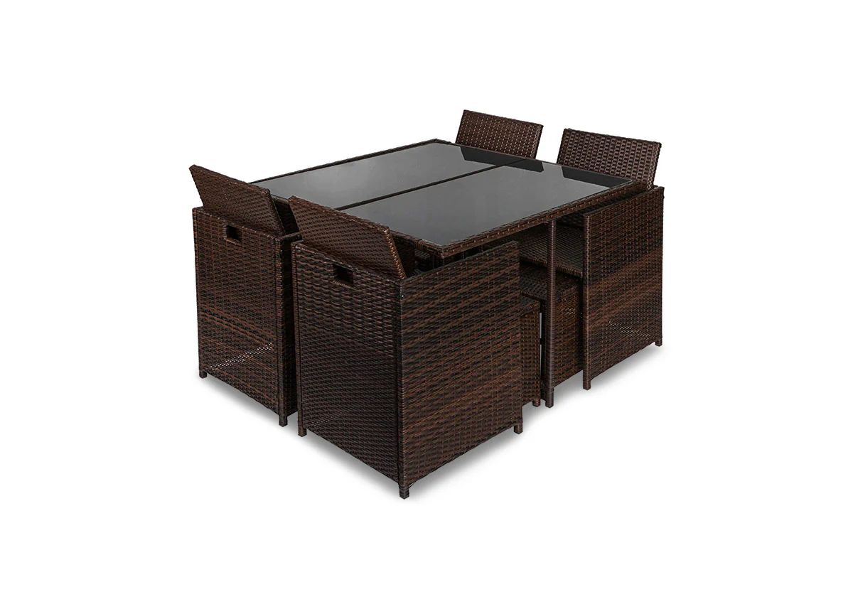 Conjunto Mesa + 4 Sillas + 4 pufs en Ratan PE. Muebles de Jardin y Terraza - Image 7