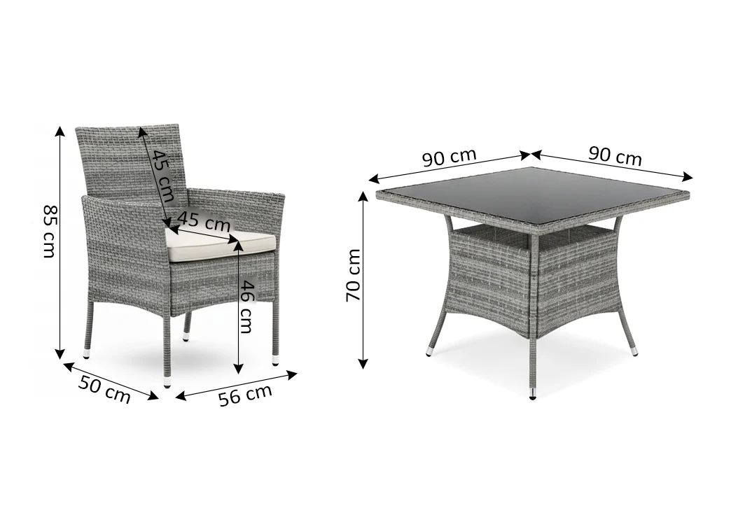 Conjunto Mesa Cuadrada + 4 Sillas de Ratan PE. Muebles de Jardin y Terraza - Image 3