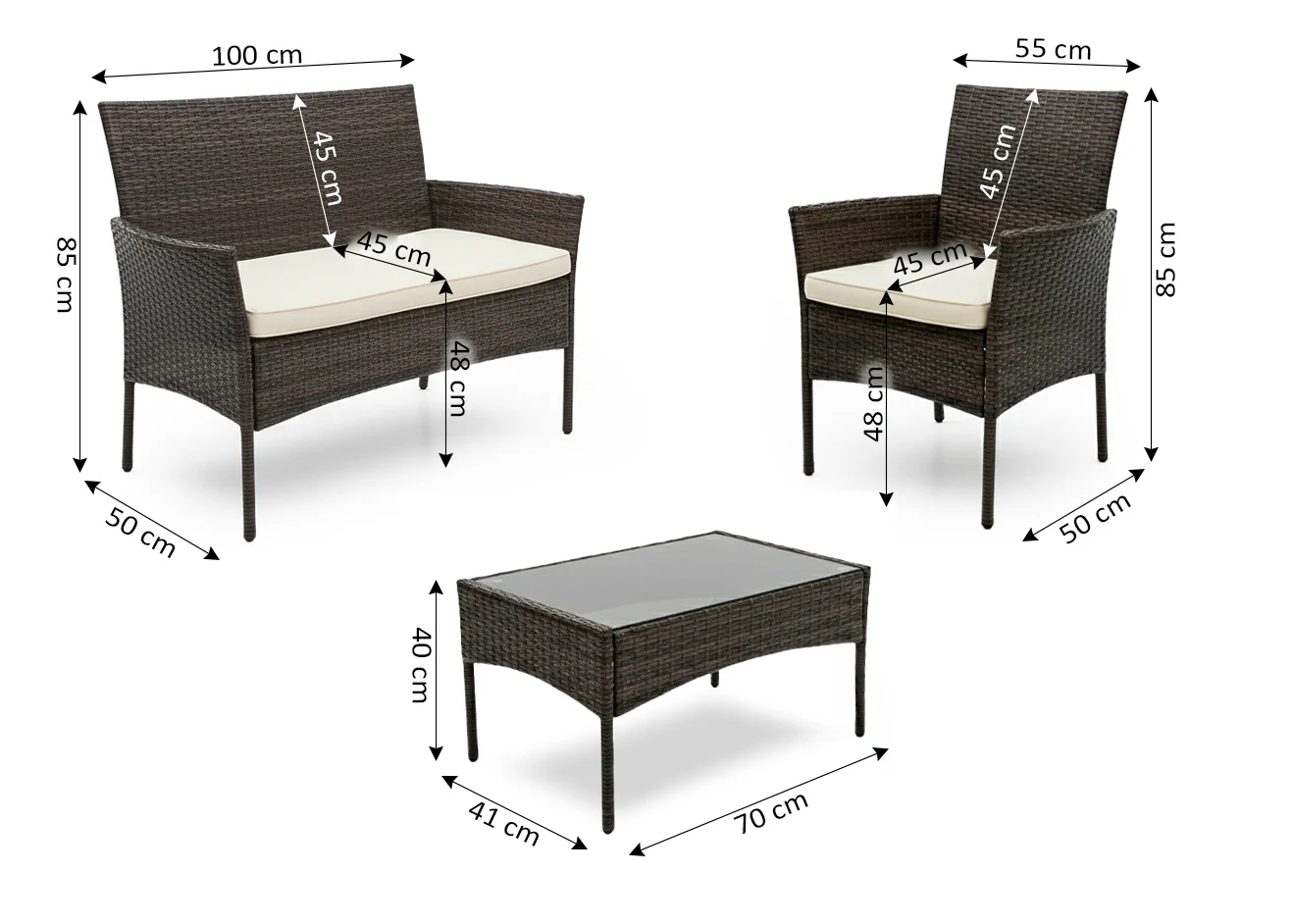 Conjunto Sofa + 2 Sillas + Mesa en Ratan PE. Muebles de Jardin y Terraza - Image 3
