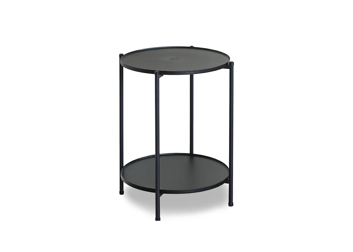 Mesa Auxiliar Redonda Nancy Diseño Industrial Negro - Image 2