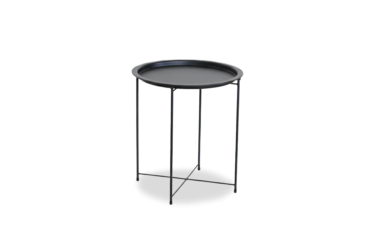 Mesa Auxiliar Redonda Nancy Industrial Color Negro - Image 2