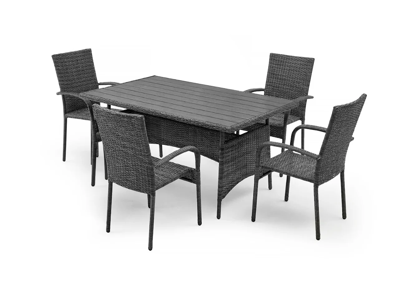Mesa de Comedor + 4 Sillas en Ratan PE. Muebles de Jardin y Terraza - Image 2