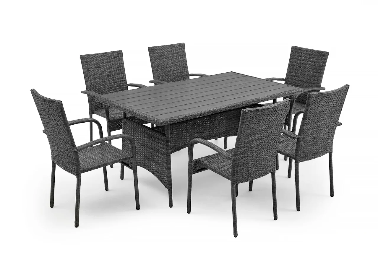 Mesa de Comedor + 6 Sillas en Ratan PE. Muebles de Jardin y Terraza - Image 4