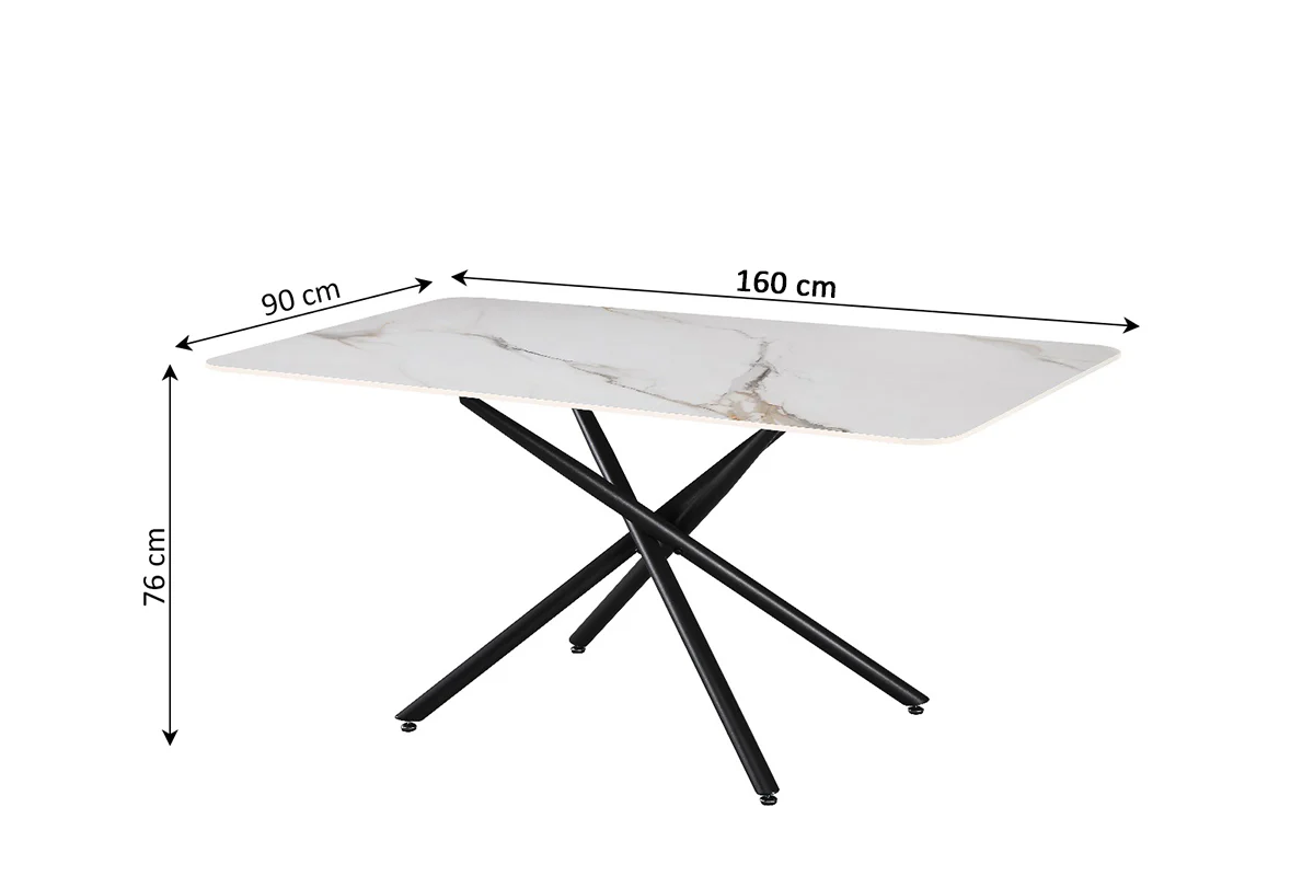 Mesa Fija de Comedor con Acabado Marmol 160cm - Image 3