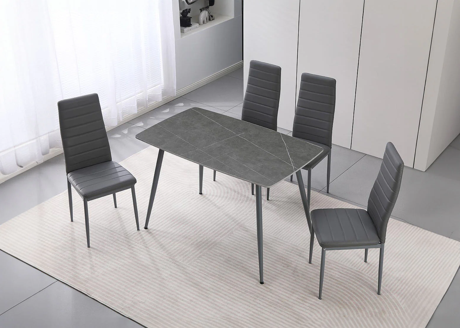 Mesa de Cristal Templado 120cm + 4 Sillas Polipiel. Comedor o Cocina - Image 2