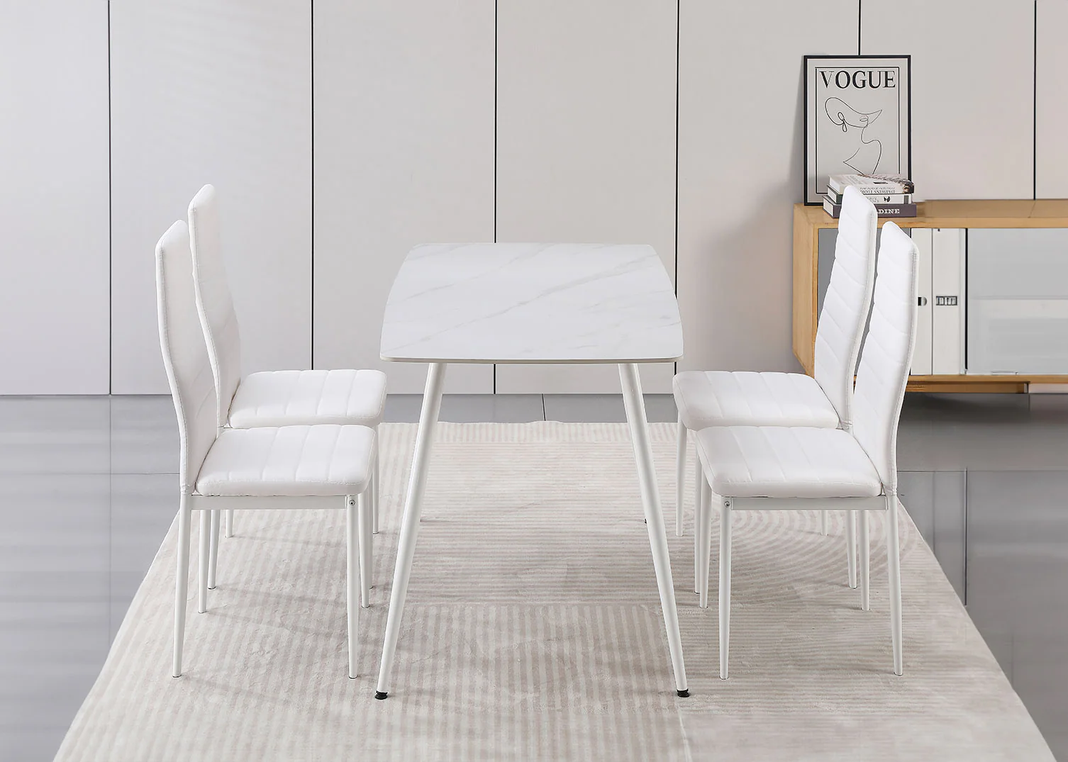 Mesa de Cristal Templado 120cm + 4 Sillas Polipiel. Comedor o Cocina - Image 5