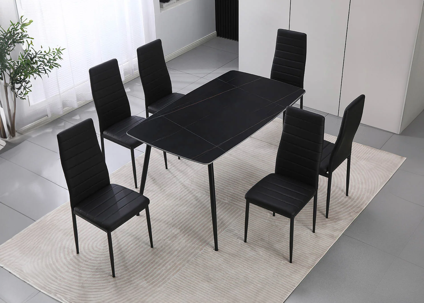 Mesa de Cristal Templado 140cm + 6 Sillas Polipiel. Comedor o Cocina - Image 5