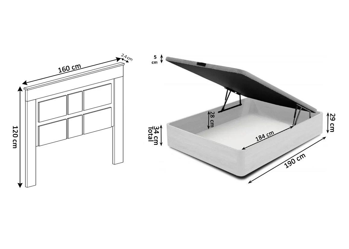 Pack Cama Canape Abatible + Cabecero Kiara - Image 3