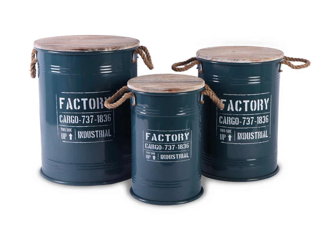Set de 3 Cajas Metalicas Decorativas Factory. Almacenaje con Estilo - Image 2