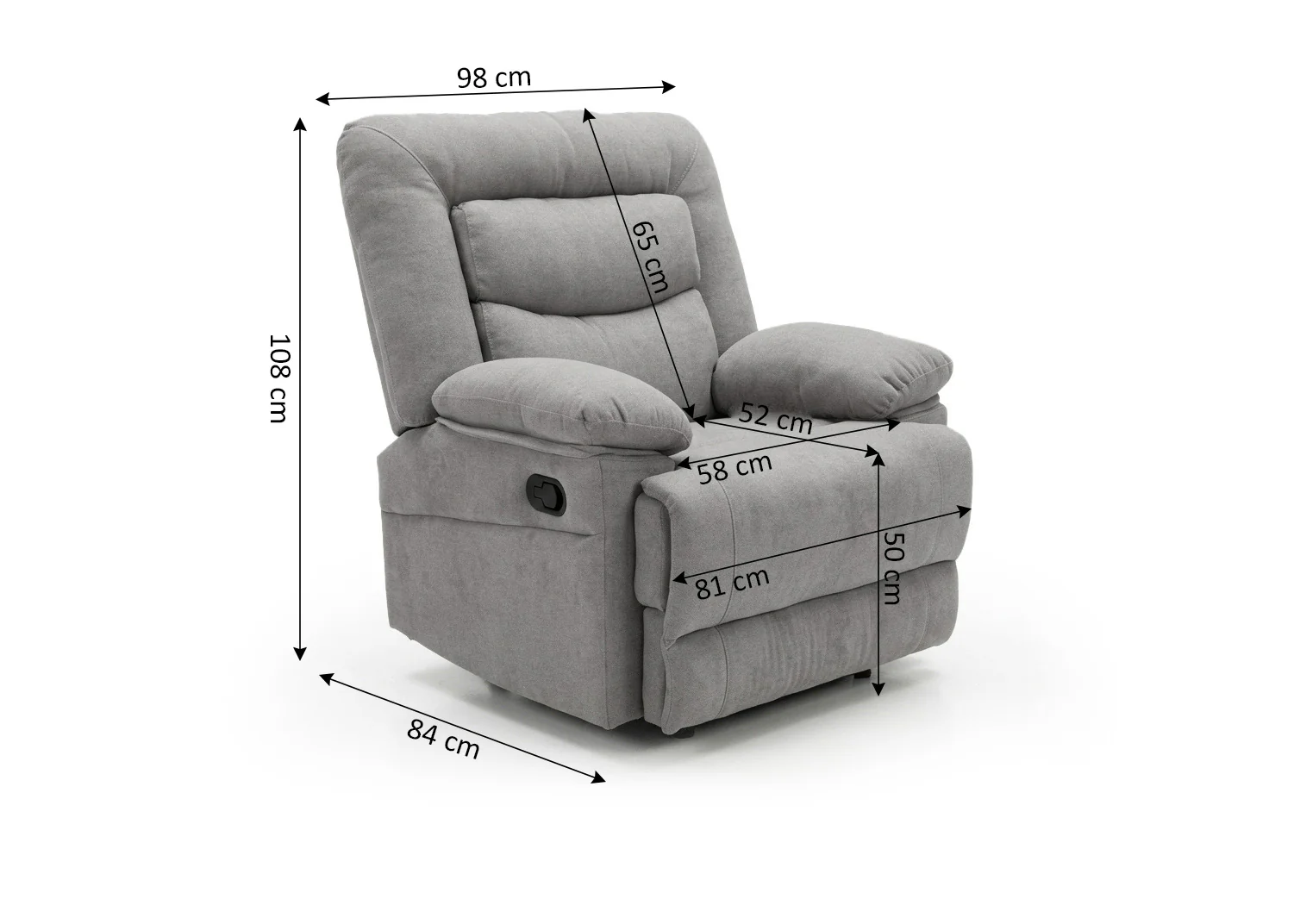 Sillon Reclinable Manual Laurel 1 Plaza Gris - Image 3