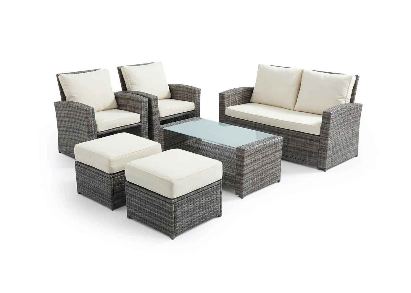 Sofa + 2 Sillones + 2 pufs + Mesa de Centro en Ratan PE. Muebles de Jardin y Terraza - Image 2