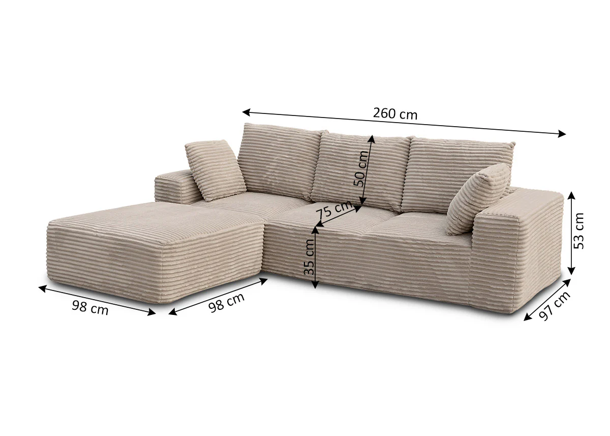 Sofa Chaise Longue Modular Rosy 260cm - Image 3