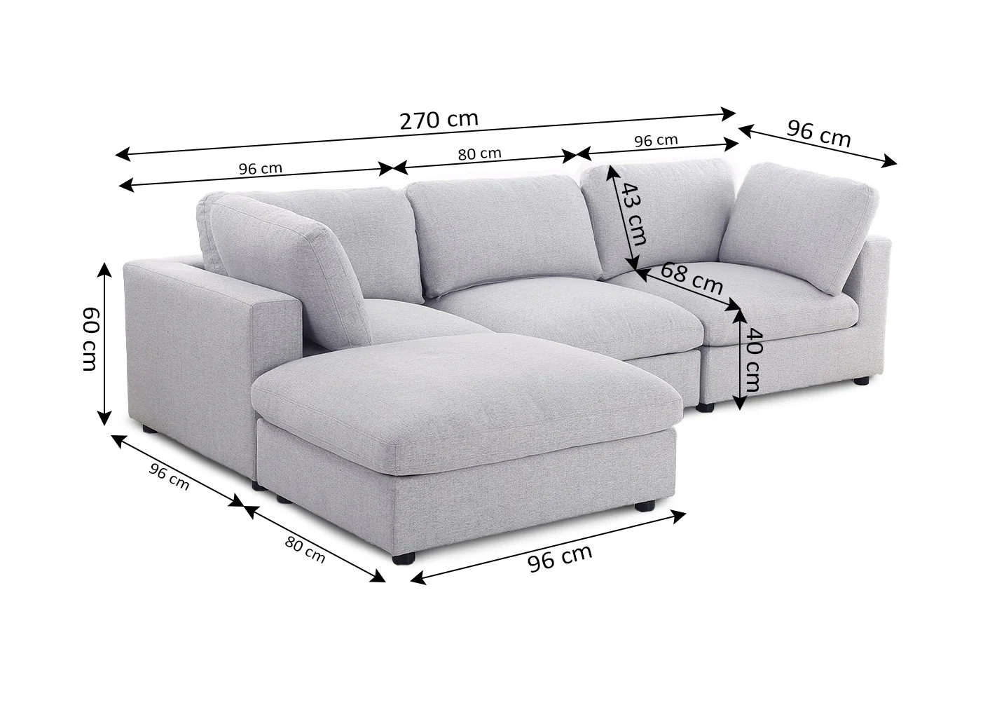 Sofa Dean Modular Chaise Longue 270cm - Image 3