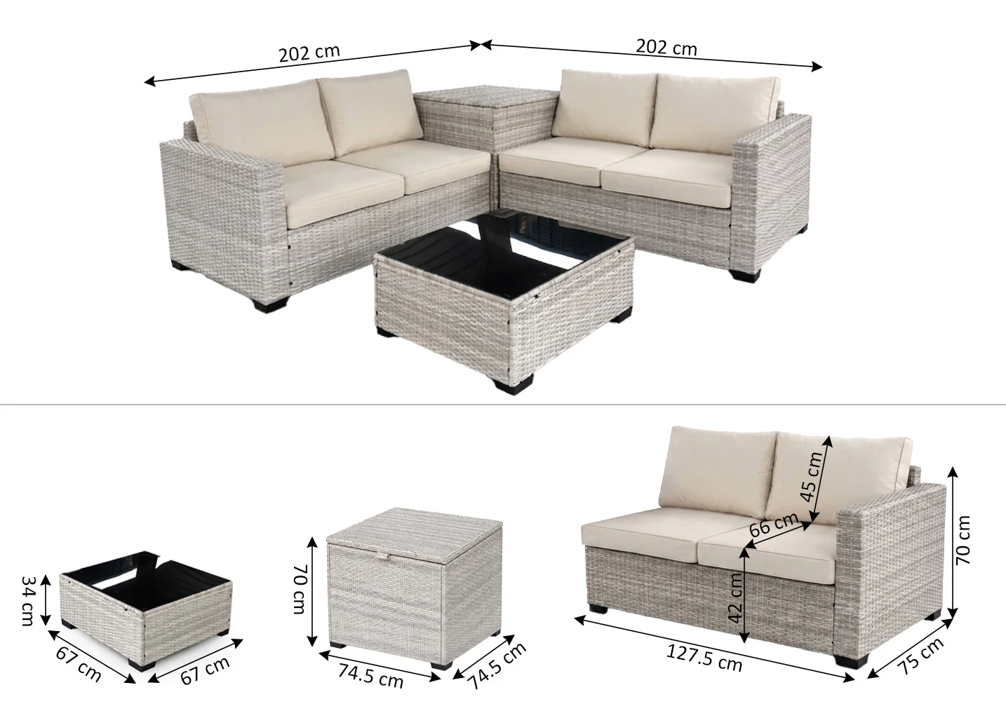 Sofa Rinconera + Baul + Mesa en Ratan PE. Muebles de Jardin y Terraza - Image 3