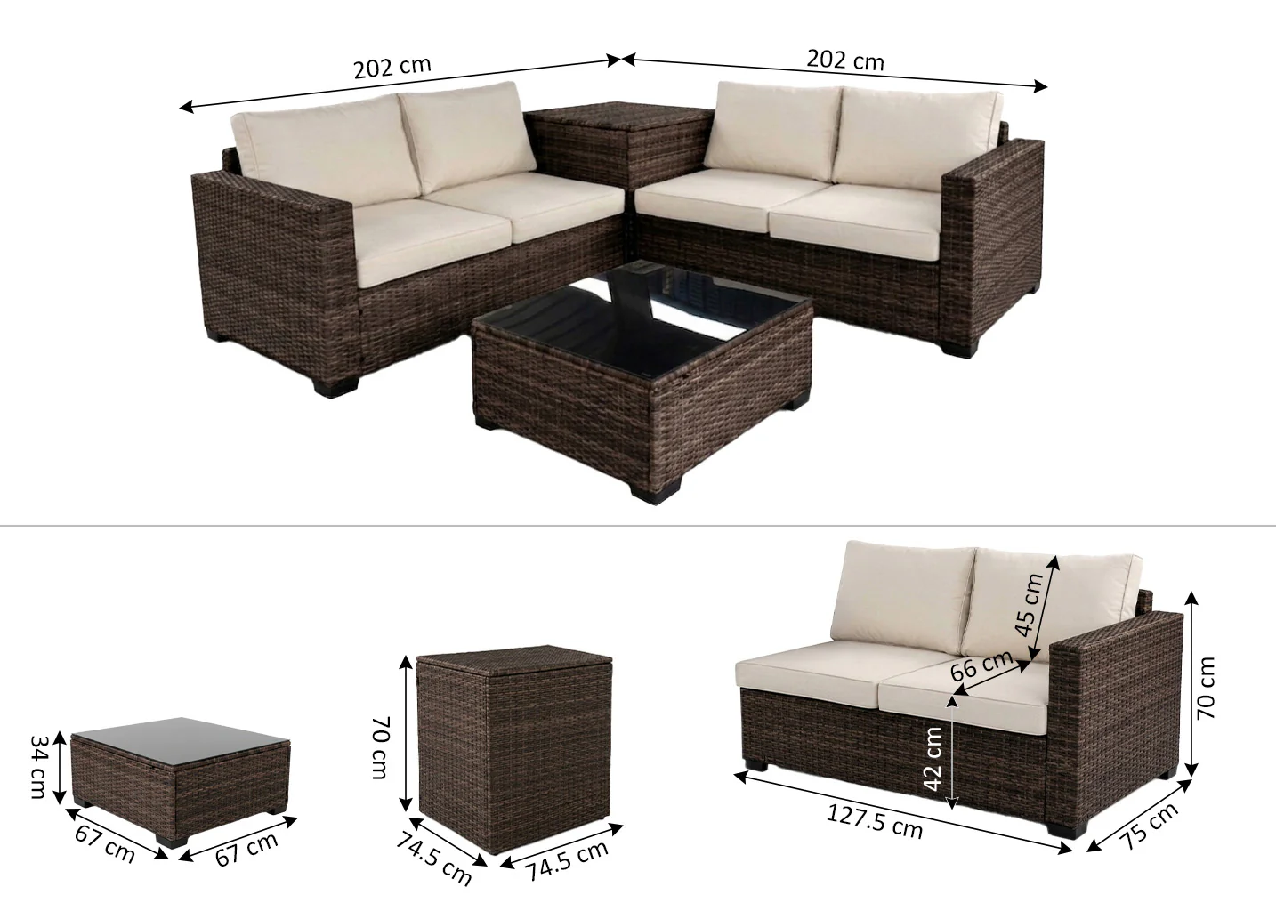 Sofa Rinconera + Mesa + Baul en Ratan PE. Muebles de Jardin y Terraza - Image 3