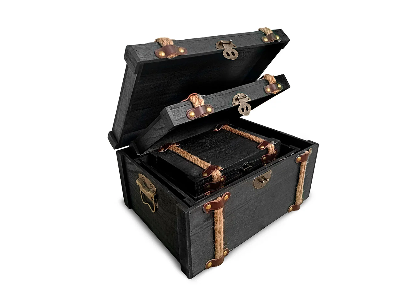 Conjunto de 3 Cajas Apilables Multiusos con Asas. Almacenaje Decorativo - Image 5