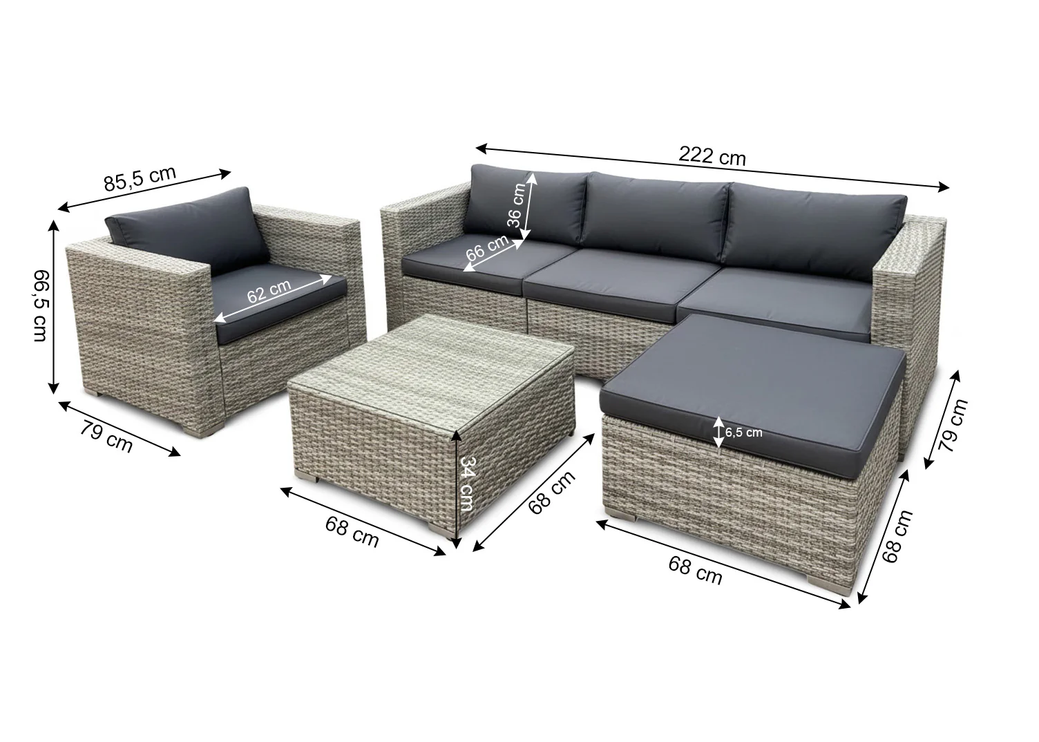 Conjunto de Exterior Sofa + Puff + Mesa y Sillon. Muebles de Jardin y Terraza - Image 3