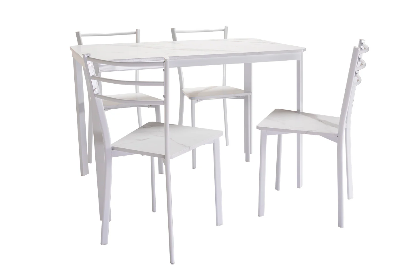 Conjunto de Mesa y 4 Sillas, Efecto Marmol Blanco y Metal. Comedor o Cocina - Image 5