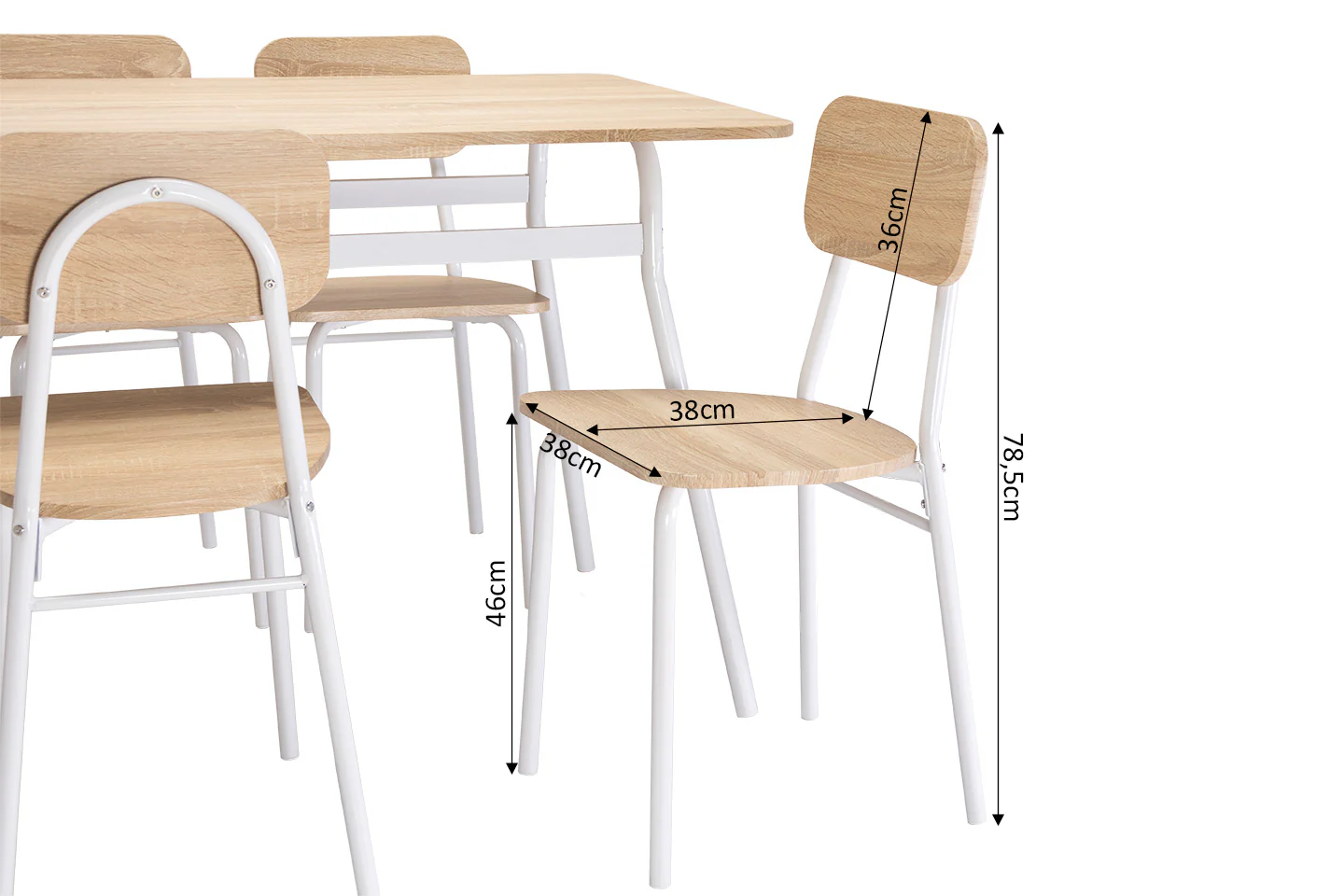 Conjunto de Mesa de Comedor con 4 Sillas, Madera y Metal. Comedor o Cocina - Image 3