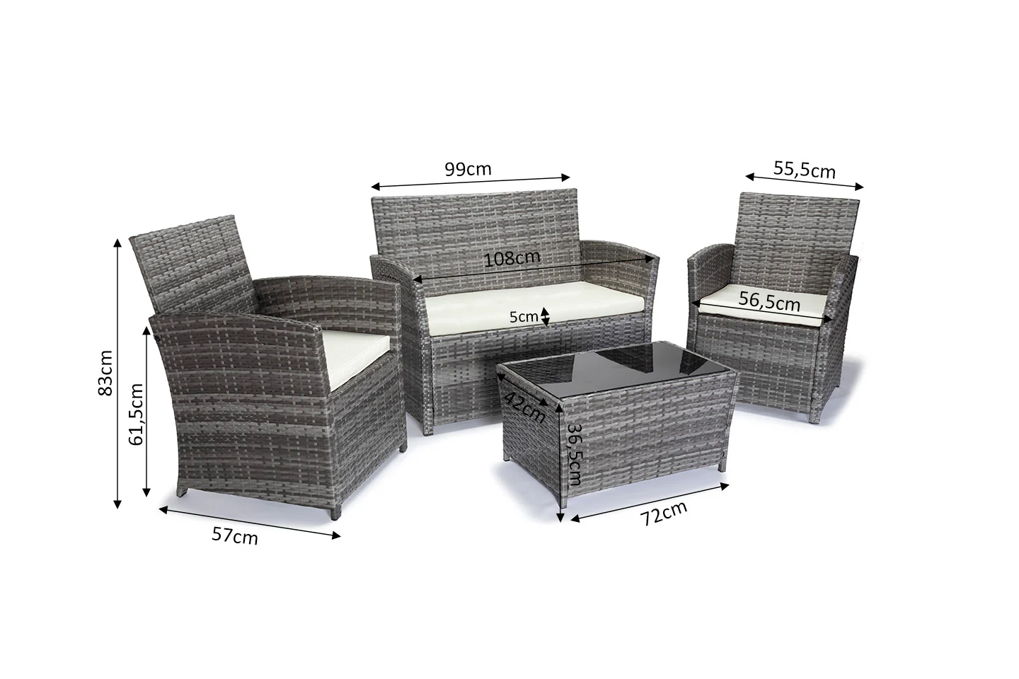 Conjunto Sofa + 2 Sillones + Mesa de Ratan PE. Muebles de Jardin y Terraza - Image 3