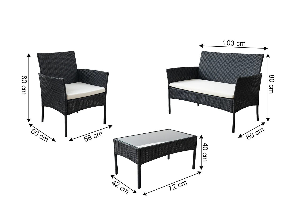 Conjunto Sofa + Mesa + 2 Sillas de Ratan PE. Muebles de Jardin y Terraza - Image 3