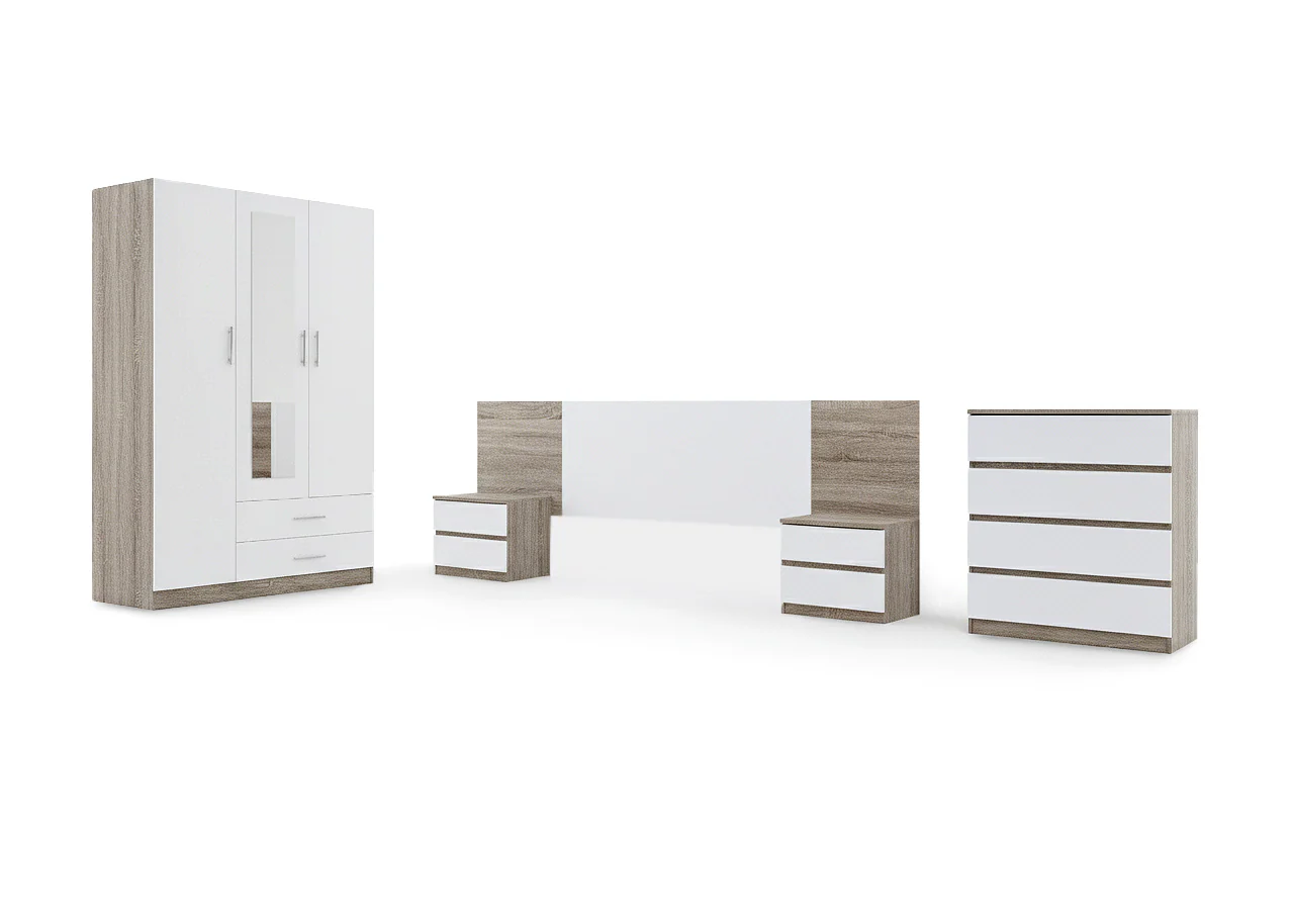 Dormitorio Completo: Armario 3 Puertas + Comoda + 2 Mesitas de Noche + Cabecero - Image 2