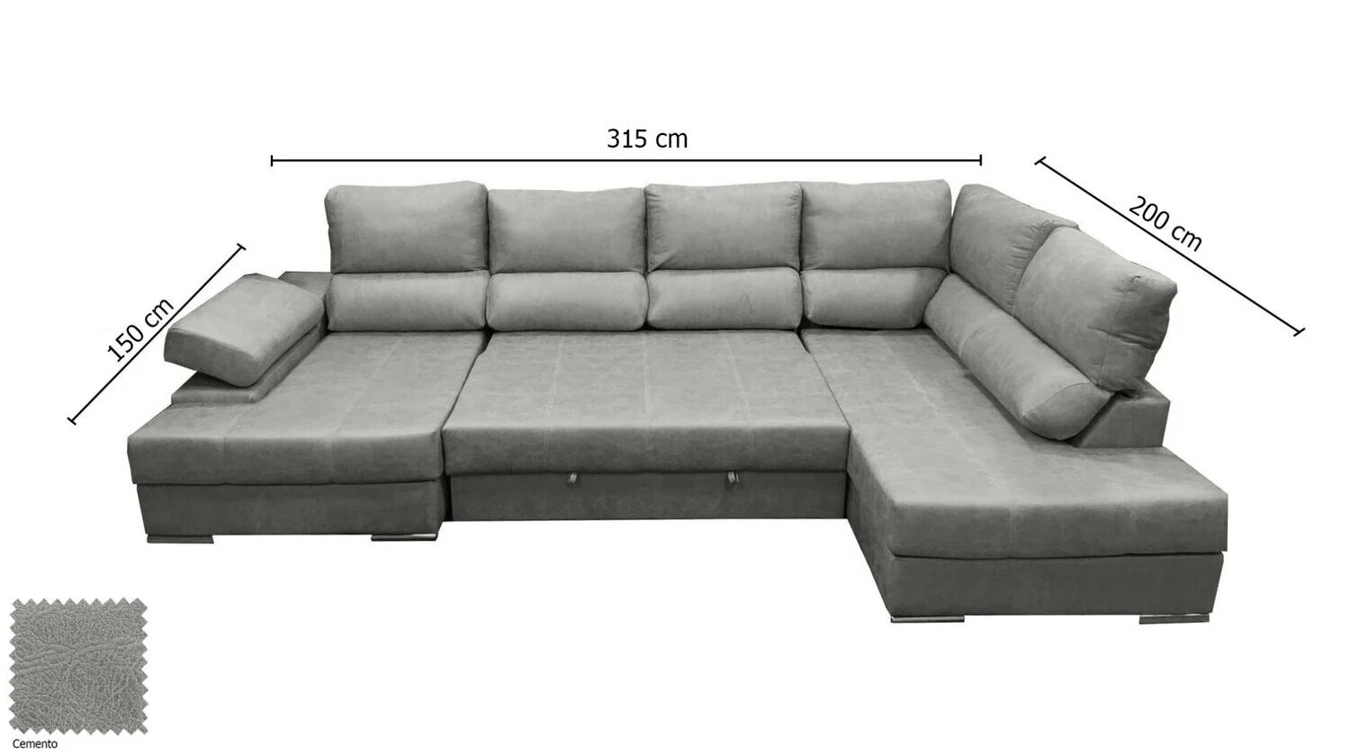 Mega Sofa Cama Chaise Longue Rinconera Italia 315cm - Image 13