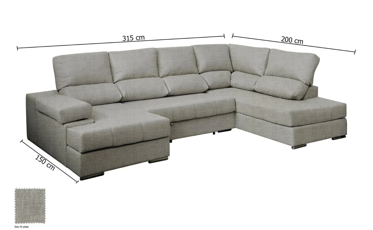 Mega Sofa Cama Chaise Longue Rinconera Italia 315cm - Image 15