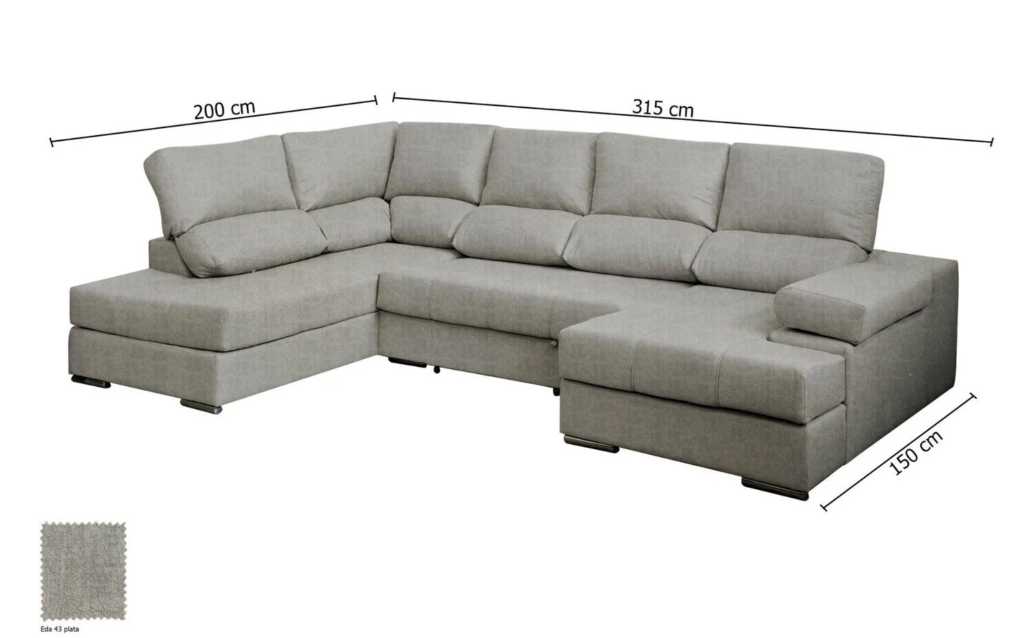 Mega Sofa Cama Chaise Longue Rinconera Italia 315cm - Image 16