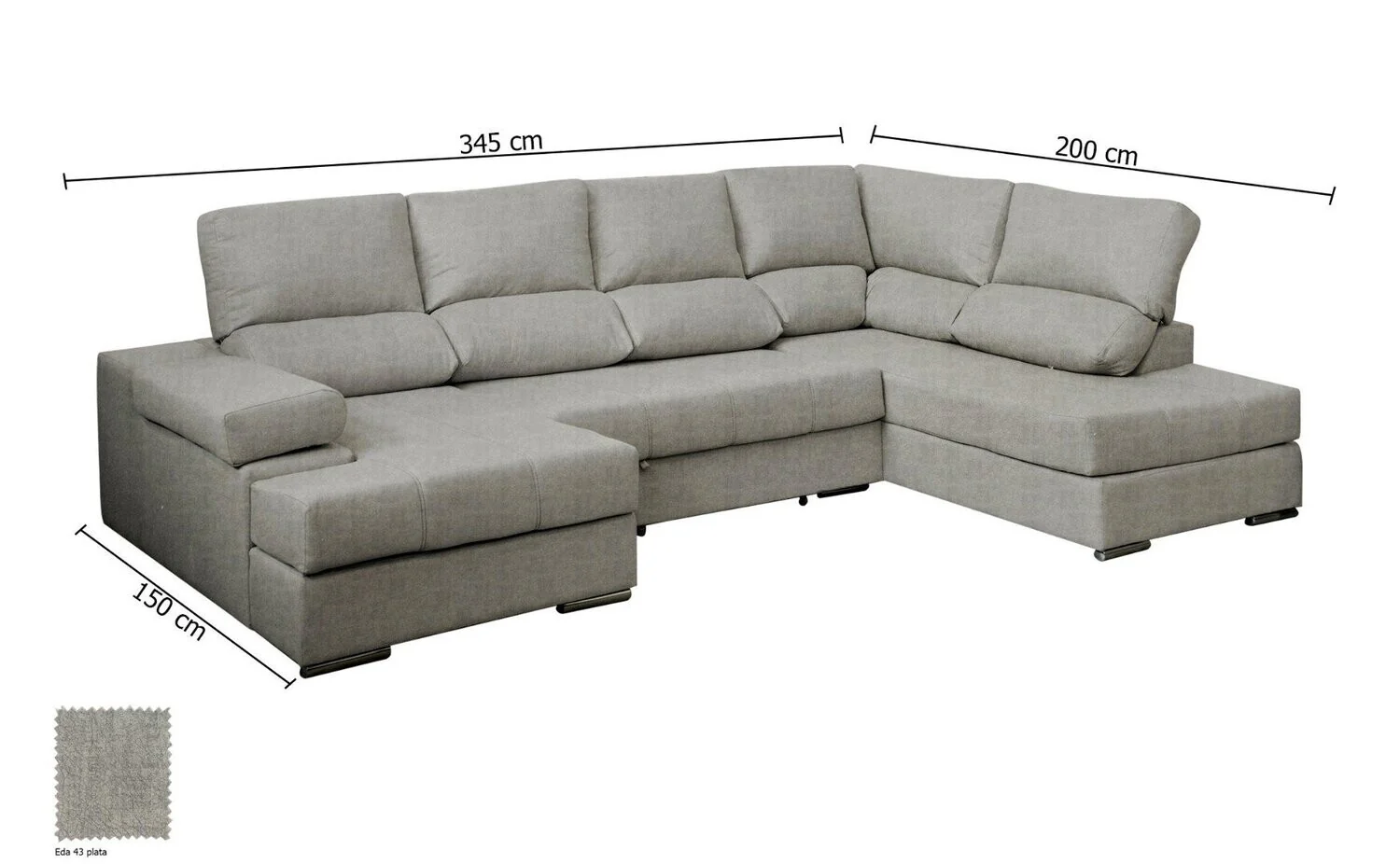 Mega Sofa Cama Chaise Longue Rinconera Italia 345cm - Image 13