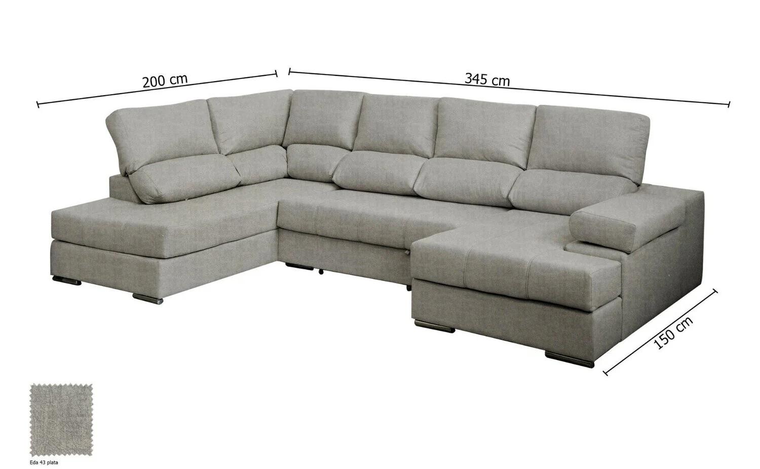 Mega Sofa Cama Chaise Longue Rinconera Italia 345cm - Image 14