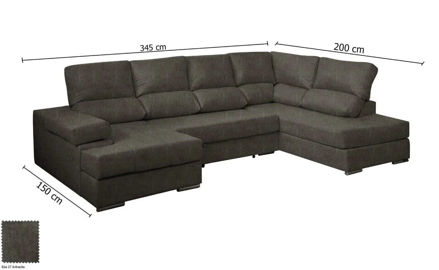 Mega Sofa Cama Chaise Longue Rinconera Italia 345cm - Image 15
