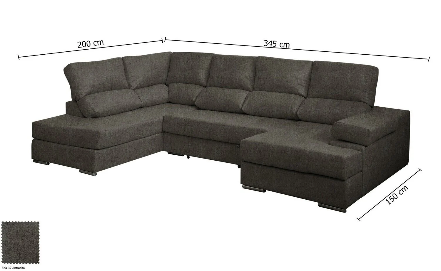 Mega Sofa Cama Chaise Longue Rinconera Italia 345cm - Image 16
