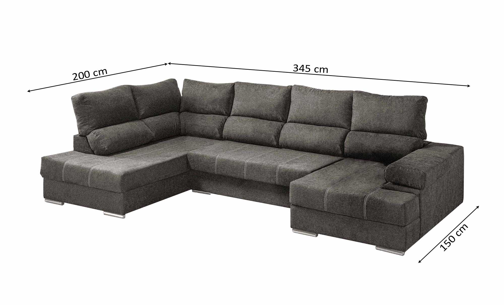 Mega Sofa Cama Chaise Longue Rinconera Italia 345cm - Image 19