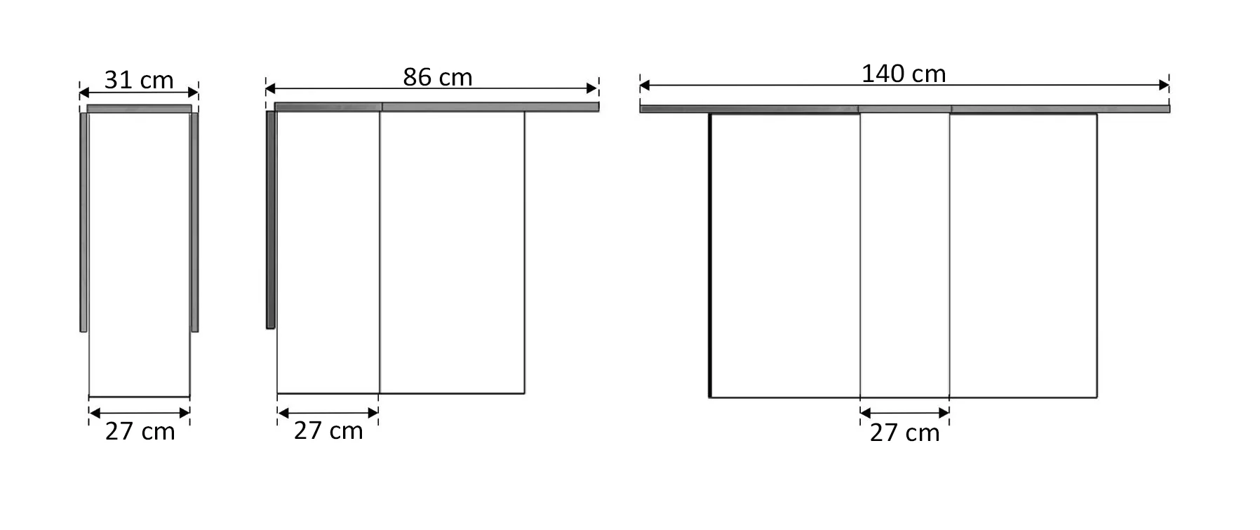 Mesa Auxiliar Suecia con Alas Abatibles 140cm. Comedor o Cocina - Image 3