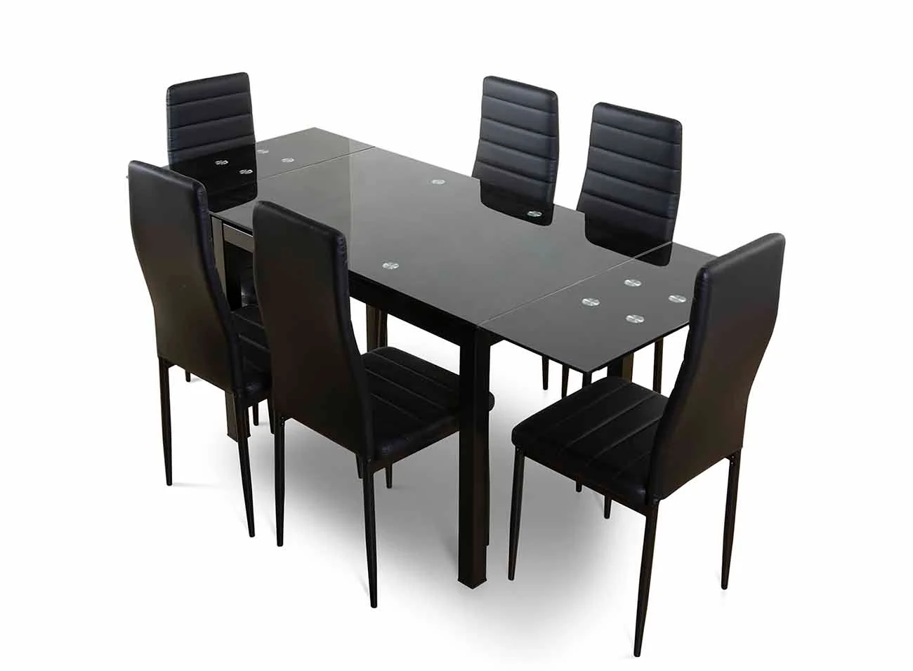 Mesa de Cristal Extensible 170cm + 6 Sillas Polipiel - Image 5