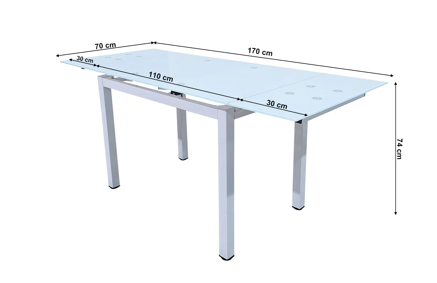 Mesa de Cristal Extensible 170cm + 6 Sillas Polipiel - Image 7