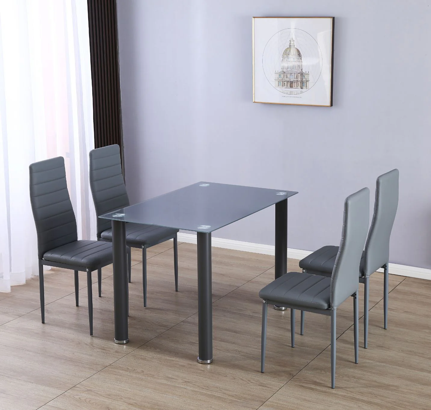 Mesa de Cristal Templado + 4 Sillas Polipiel. Comedor o Cocina - Image 4
