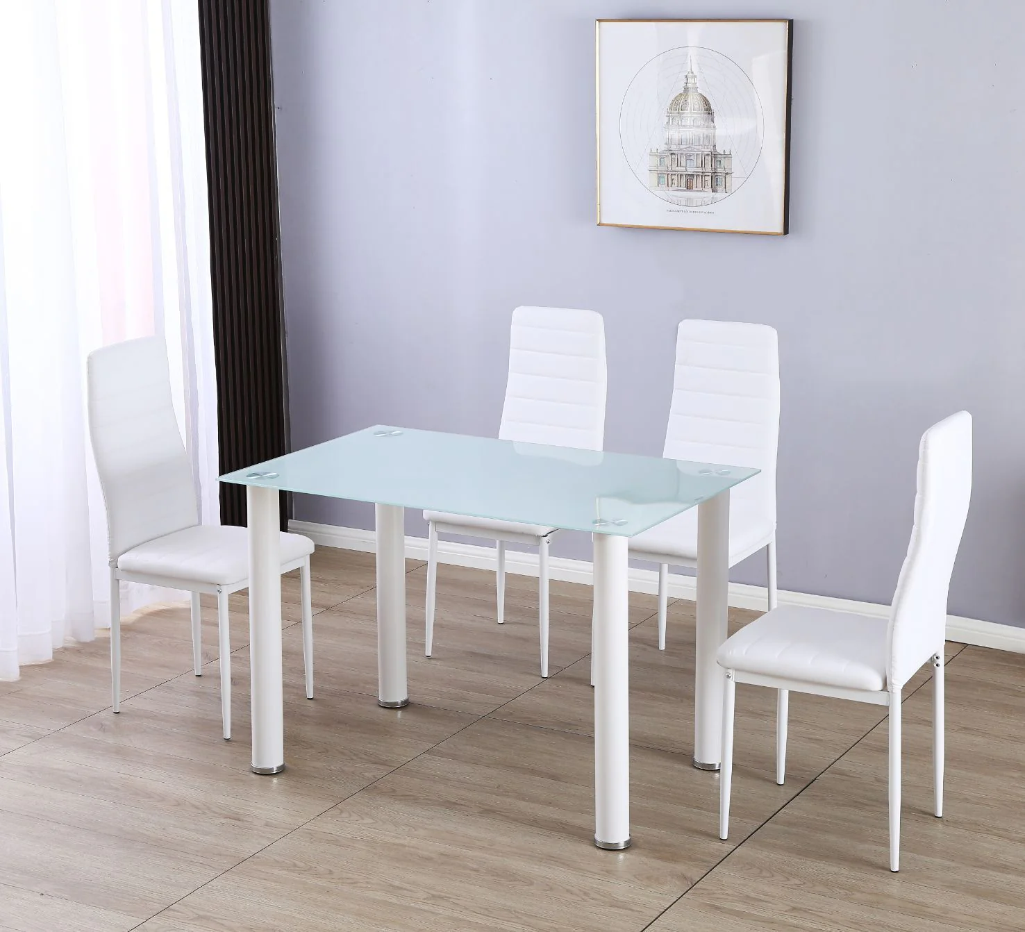 Mesa de Cristal Templado + 4 Sillas Polipiel. Comedor o Cocina - Image 5