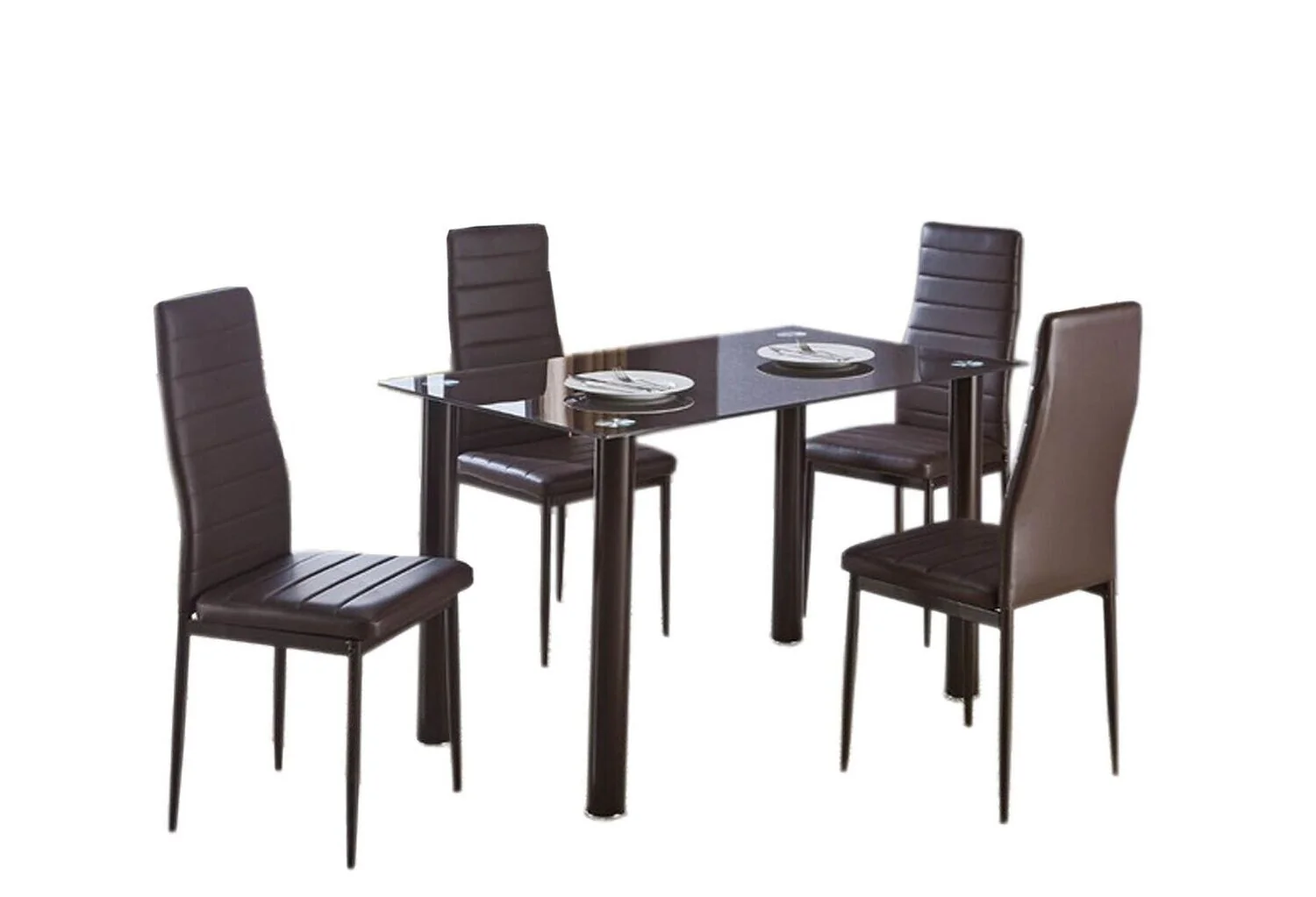 Mesa de Cristal Templado + 4 Sillas Polipiel. Comedor o Cocina - Image 8