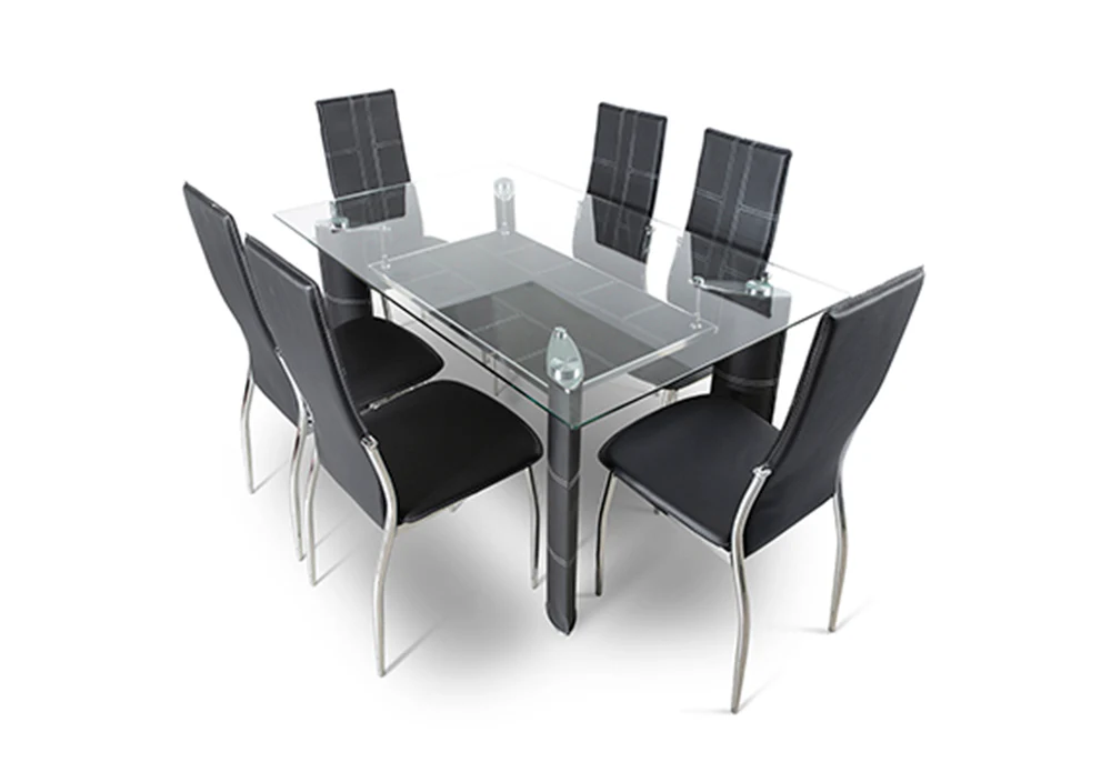 Mesa de Cristal Templado + 6 Sillas en Polipiel/Metal - Image 5