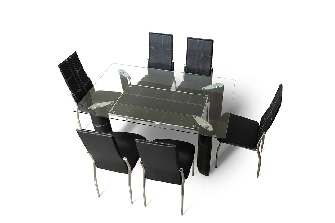 Mesa de Cristal Templado + 6 Sillas en Polipiel/Metal - Image 6