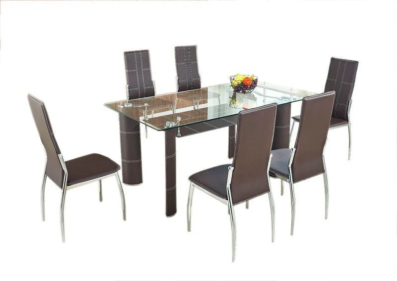 Mesa de Cristal Templado + 6 Sillas en Polipiel/Metal - Image 7