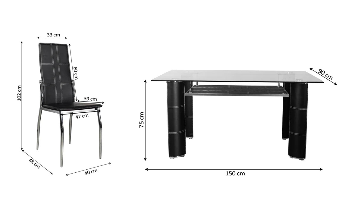 Mesa de Cristal Templado + 6 Sillas en Polipiel/Metal - Image 9